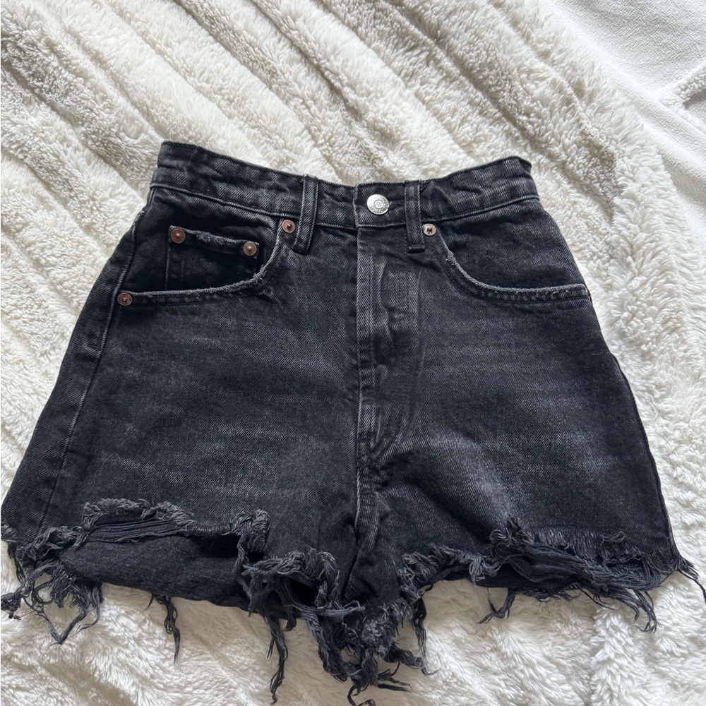 Zara High Waist Black Denim Shorts